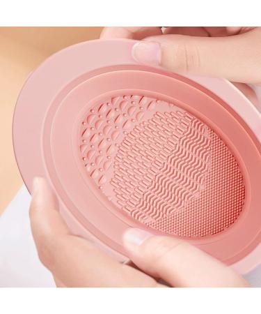Makeup Brush Cleanser Mat Portable Washing Tools Silicone Makeup Brush Cleaner Pad And Bowl Srubber Easy To Clean The Makeup Brush Powder Puff Sponge (Pink) - Buy Online on GoSupps.com