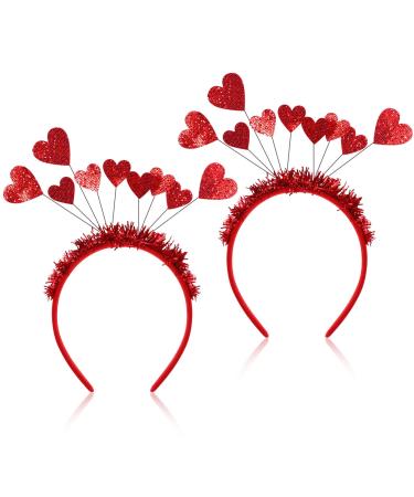 Minkissy 2 pieces Heart Hairy Tillettes Valentine's Day Headband Hair straps Hairdressers Hairdress Headgear For Women Girl Valentine's Day New Year Christmas Photo Requises