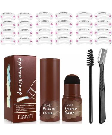 Waterproof Eyebrow Stamp Stencil Kit - 24 Stencils, Brush, Trimmer (Dark Brown) - Buy Online on GoSupps.com