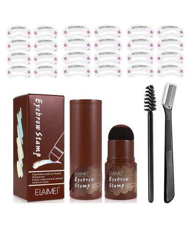 God Blomster Eyebrow Stamp Stencil Kit - Waterproof Eyebrow Makeup Tools with 24 Reusable Stencils, Pen, Brush, and Trimmer in Dark Brown - Buy Online on GoSupps.com