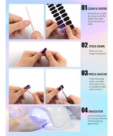 Kalolary Gel Nail Polish Strips - Full Nail Wraps Decal Sets with Nail File and Stick - Waterproof Semi Cured Nail Gel Art Sticker for Women Girls - UV/LED Lamp Required - Set of 7 - Buy Online on GoSupps.com
