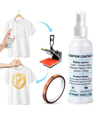 Sublimation Spray Coating for Cotton Shirts  Sublimation Spray Glue with Heat Resistant Tape for Polyester Fabric Carton Blanks Tote Bag  Super Print Adhesion & Quick Dry Waterproof High Gloss Finish