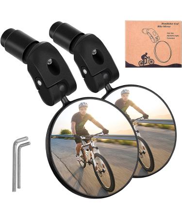 Bike Mirror,HOPENE 2023 New Bicycle Mirrors Handlebar Rearview Mirror,360 Rotation Adjustable Wide HD View Stable Image Blast-resistant Convex Mirror for Bike with 18-22mm Bar End Opening,1 Pair