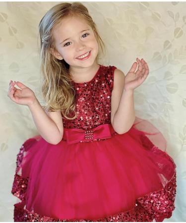 Miipat Baby Girl Tulle Sequin Princess Dress | Toddler Party Birthday Wedding Pageant Dress 18-24 Months Wine - Buy Online on GoSupps.com