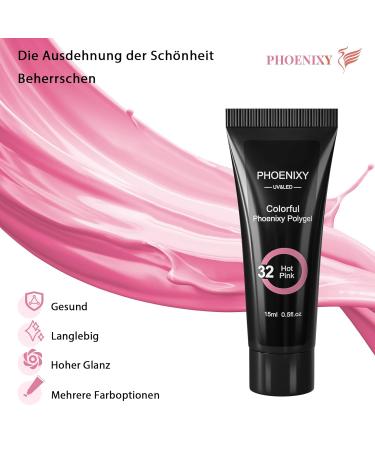 Phoenixy Poly Nail Gel Set - 6 Colors Starter Kit with UV Lamp & Slip Solution - DIY Manicure at Home - Buy Online on GoSupps.com