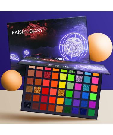 BAISEN DIARY 54 Colorful Eyeshadow Palette - Neon Shimmer Matte Glitter | Waterproof, Long Lasting, Highly Pigmented | Makeup Gift Set - Buy Online on GoSupps.com