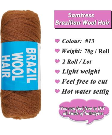 Samtress 2 Roll Brazilian Wool Hair for Braids Acrylic Hand Knitting Yarn for African Crochet Braid/Jumbo Braiding/Senegalese Twist/Faux Locs Twist Wraps Synthetic Fiber Hair Extensions(#13) - Buy Online on GoSupps.com