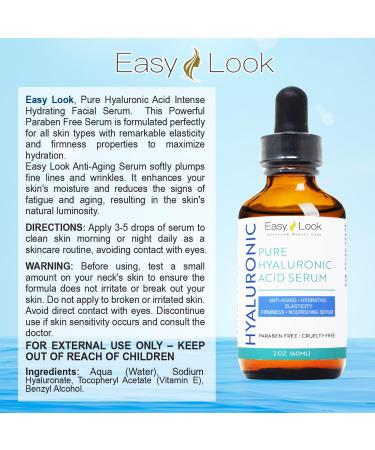 Pure Hyaluronic Acid Serum - Anti-Aging for Face Reduces Fine Lines Dark Spots & Hydrates Dry Skin - 2 oz - Buy Online on GoSupps.com