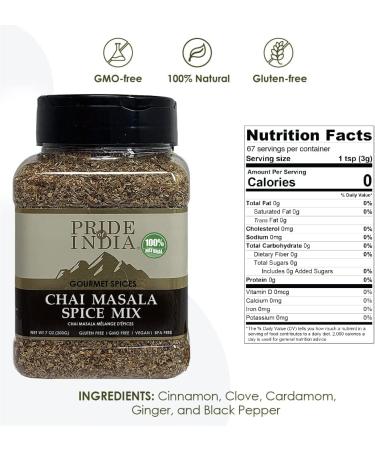 Pride of India Chai Masala Mulling Spice Mix Gourmet Spice Mix for Teas & Coffee Caffeine Free Authentic Mulling Spice Blend Vegan & Gluten-Free - Easy to Store 7oz. Medium Dual Sifter Jar - Buy Online on GoSupps.com