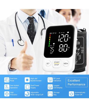Automatic Digital Blood Pressure Monitor with Large Cuff, Led Display - 240 Memory, 2 Users - White - Buy Online on GoSupps.com