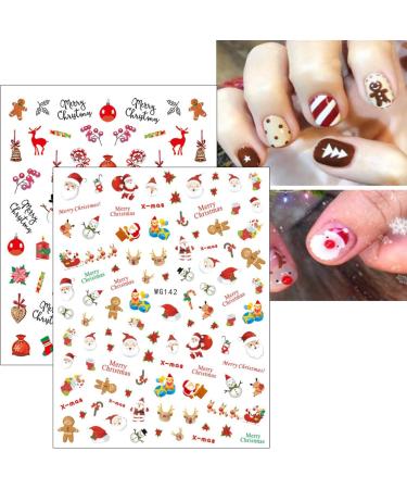 Christmas Nail Stickers 9 Sheets Self-Adhesive Nail Decal Snowflake Santa Claus Hat Red Nail Art Decoration Design Supplies - Buy Online on GoSupps.com