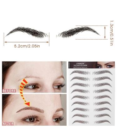 Molain 4D Waterproof Eyebrow Tattoos Stickers - 6 Sheets, Long-Lasting Brow Color Transfers, Peel Off for Grooming & Shaping - 54 Pairs, Brown (6 PCS) - Buy Online on GoSupps.com
