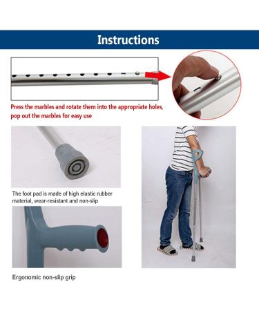 Adjustable Crutches Soft Grip Comfort Walking Stick with Handle Height Adjustable Lightweight Mobility Aid for Men and Women 1 Pair Selfless dedication - Buy Online on GoSupps.com