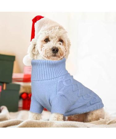Hjumarayan Dog Sweater - Elegant Warm Sweater for Medium Dogs with Leash Hole | Blue L for French Bulldogs (Breast 53cm Back 40cm) - Buy Online on GoSupps.com