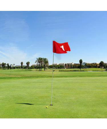 9-Piece Large Numbered Golf Flags Set - 20'' x 14'' Oversize Putting Green Flags - White Numbers 1-9 - 420D Nylon - Yard, Indoor, Outdoor, Backyard, Garden - Buy Online on GoSupps.com