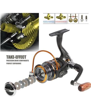 Sougayilang Spinning Fishing Reel | Left/Right Interchangeable Wood Handle | Metal Body | 5.2/5.1 Gear Ratio | 11BB | Inshore, Boat, Rock, Freshwater, Saltwater Fishing - DK1000 - Buy Online on GoSupps.com
