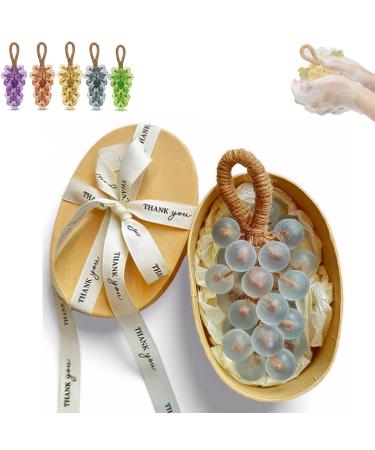 Grape Soap On A Rope Handcrafted Grapes Soape Bunch Shaped Natural Cold Process Artisan Soaps To Hang Decor Lasting Fragrance Christmas Gift for Men and Women Blue