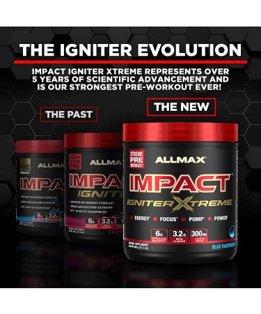 ALLMAX IMPACT Igniter Pre-Workout Blue Raspberry 11.6 oz | Boost Energy & Performance - Buy Online on GoSupps.com