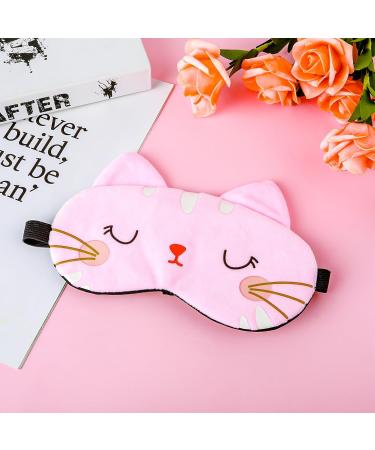 Buy WLLHYF Cute Cartoon Cat Sleeping Eye Mask - Soft Plush Blindfold for Travel & Napping - Funny Novelty Eye Shade for Adults & Kids (Pink - Buy Online on GoSupps.com