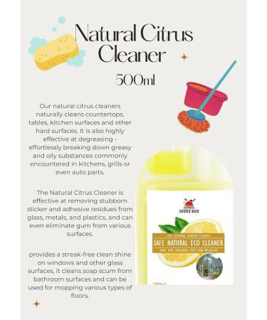 Natural Citrus Lemon Cleaner 500ml - Makes 20 Litres - Cleans Degreases Kitchen Surfaces Grills Oven Bathroom Floor - Window Glass Greenhouse Tools Pots - Sticker Remover - Seedzbox - Buy Online on GoSupps.com