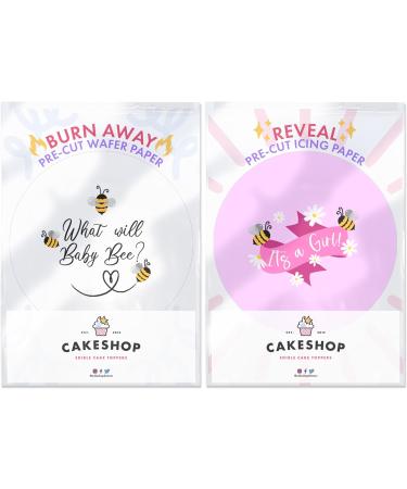 Cakeshop Burn Away Edible Cake Topper Pack | 1 x Icing sheet & 1 x Wafer Sheet | Cute it s a Girl Gender Reveal Bee Theme | Personalise With Your Custom Text | Multiple Shapes & Sizes to Choose Prime - Buy Online on GoSupps.com