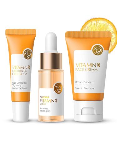Vitamin C Travel Size Skincare Set Travel Skin Care Set for Teenagers Girls Face Care Set for Women with Serum Cream Eye Cream Travel Korean Skin Care for Long-Lasting Moisturizing & Nourish