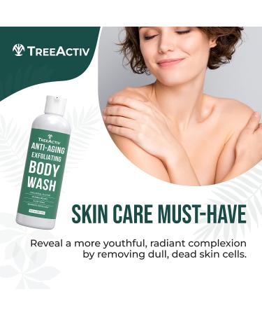 TreeActiv Anti-Aging Exfoliating Body Wash 8oz - Natural Jojoba & Bamboo Body Cleanser with Aloe - Moisturizing Daily Anti-Aging Exfoliator - Buy Online on GoSupps.com