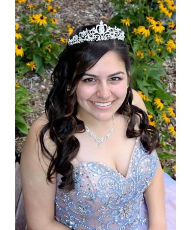 Silver Tiara Crown Crystal Headband with Combs for Bride Wedding Prom - Silver/Clear Crystal Tiara Headband for Women and Girls - Buy Online on GoSupps.com