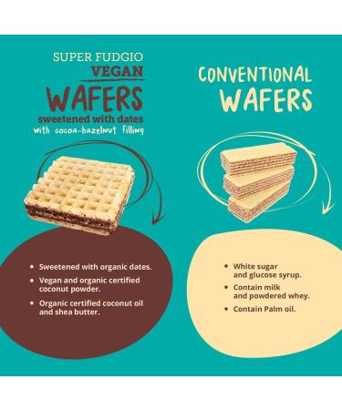  SUPER FUDGiO SUPER FUDGiO Organic Waffles with Cocoa Hazelnut Cream | Sweetened with Dates Instead of Sugar | Palm Oil Free | Vegan Snack 4 x 30g (Pack of 8) - Buy Online on GoSupps.com