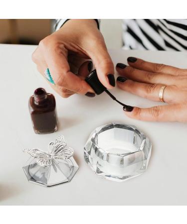 TOVINANNA Glass Nail Dappen Cup with Butterfly Lid Glass Nail Cup Nail Art Glass Dappen Dish Liquid Powder Crystal Cup for Mixing Liquid Powder Nail Art Manicure Tools - Buy Online on GoSupps.com
