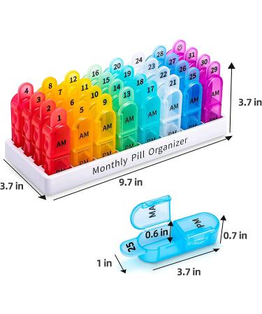 Monthly 2x a Day Pill Organizer - AM PM Large 30 Day Pills Box Case - Buy Online on GoSupps.com