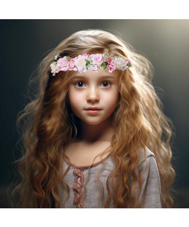 Brikuinr Flower Halo Floral Crown Wreath Boho Flower Headband Hair Wreath Hair Garland Floral Headpiece with Ribbon Wedding Party Festival - Buy Online on GoSupps.com