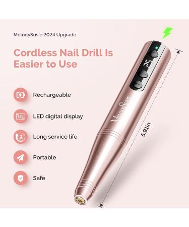 MelodySusie Electric Nail Drill Kit - 11 in 1 Cordless 25000RPM Professional Efile for Acrylic Nails - Portable Rechargeable Manicure Pedicure Tool (Gold) - Buy Online on GoSupps.com