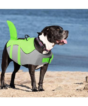 Buy Cit toile Dog Life Jacket - Light & Safe Water Sports Vest for Small to Large Dogs - Reflective Handle Shark Design Green - Buy Online on GoSupps.com