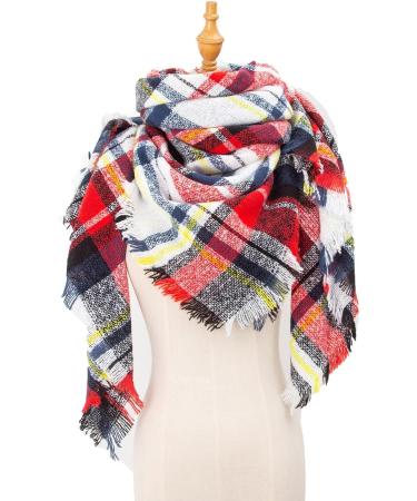 Buy Women's Warm Classic Cotton Triangle Scarf - Cashmere Poncho Cape with Button - Winter Fashion Accessory in White - Buy Online on GoSupps.com