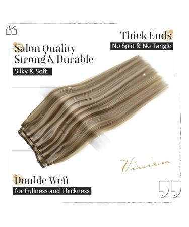 Vivien Real Hair Extensions - 50cm 100g Tressen in Ash Brown & Platinum Blonde | Premium Quality - International Shipping - Buy Online on GoSupps.com