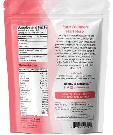 Zint Grass-Fed Beef Collagen - Hydrolyzed Collagen Types I & III - 16 oz (454 g) - Buy Online on GoSupps.com