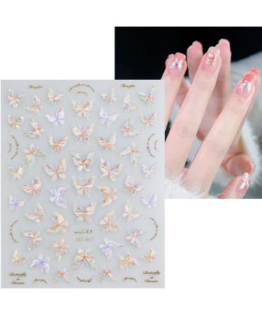 JMEOWIO 3D Embossed Aurora Butterfly Nail Art Stickers Decals Self-Adhesive 5D Nail Supplies Nail Art Design Decoration Accessories 1 Sheets - Buy Online on GoSupps.com