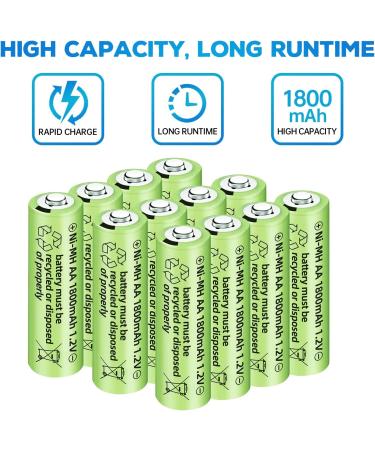 Sea Jump 12PCS 1.2V 1800mAh Ni-MH AA Rechargeable Batteries for Wireless Microphones Electric Toys RC Mice and More - International Shipping Available - Buy Online on GoSupps.com
