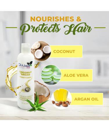 J S Natural Beauty Vegan Hair Conditioner Coconut & Argan Color Protection Strengthens & Hydrates 8 fl oz - Buy Online on GoSupps.com