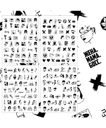 Bad Girl 3D Nail Art Stickers - Black and White Self Adhesive Design for Sexy Women and Girls | 8 Sheets - Buy Online on GoSupps.com