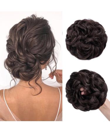 Tess hair part with rubber band 55g lured hair tie with hair dark brown large bun hair part hair parts hair dutch synthetic hair extension for women girls 55 g dark brown