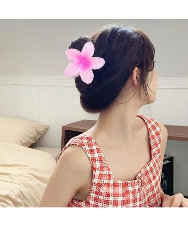 Hawaiian Claw Clips for Hair Flower Claw Plumeria Hair Clip | Colorful Flower Shape Hair Accessories for Women Girls with Thin or Thick Hair Maijia Magenta - Buy Online on GoSupps.com