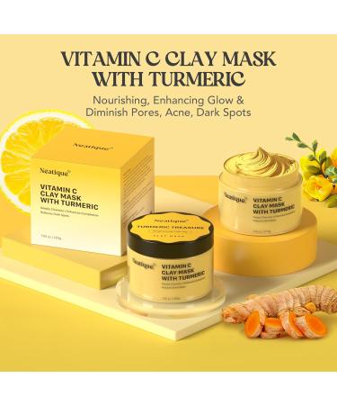 Neatique Vitamin C Clay Mask with Turmeric - Deep Purification & Detox for Even Skin Tone Post-Acne Radiance Minimizes Dark Spots - 7.01 Oz - Buy Online on GoSupps.com