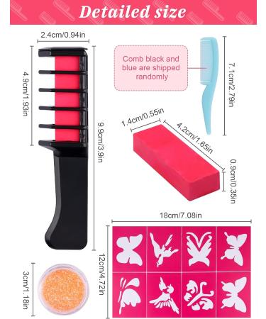 EBANKU 10 Colors Temporary Hair Chalk Comb Set with Glitter Tubes, Stencils - Washable Hair Color for Girls, Kids - DIY Dyeing Party, Cosplay, Halloween, Christmas - Buy Online on GoSupps.com