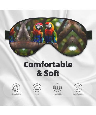 Colorful Parrots On Tree Print Double-Sided Eye Mask Soft and Light Blocking for Enhancing Sleep Quality - Buy Online on GoSupps.com