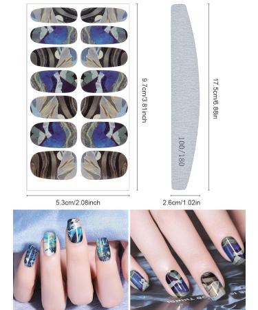 Kalolary Nail Foil Self-Adhesive - 12 Sheets Marble Rages Full Wraps Nail Polish Stickers | Nail Art & DIY Decoration with Nail File - Buy Online on GoSupps.com