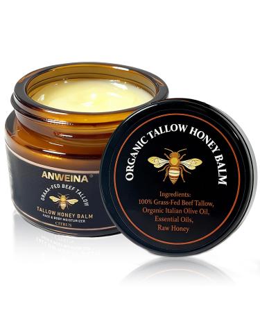 Loobexery Organic Grass-Fed Tallow Honey Balm Beef-Tallow for Skin Whipped Beef Tallow and HoneyBalm with Raw Honey - Natural Beef Tallow Face Moisturizer for Body & Face (2 Oz)