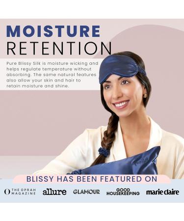 Blissy Silk Sleep Mask - 100% Pure Mulberry Silk Eye Cover for Total Blackout | Luxurious Sleep Mask for Women & Men | 22 Momme | Ideal for Side Sleepers (Blue - Buy Online on GoSupps.com