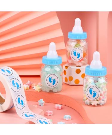 60 Pcs Blue Baby Shower Mini Milk Bottles with 500 Thank You Stickers - DIY Fillable Candy Boxes for Baby Shower Party Decor - Buy Online on GoSupps.com